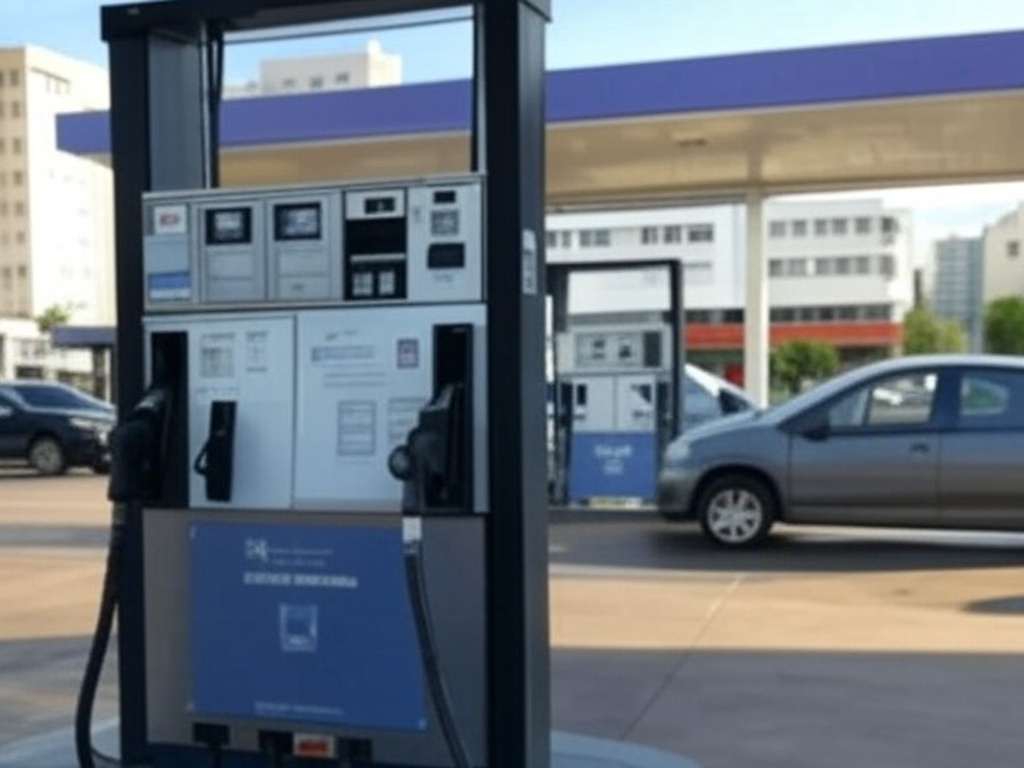 Posto de gasolina em Brasília aguardando redução no preço da gasolina pela Petrobras.