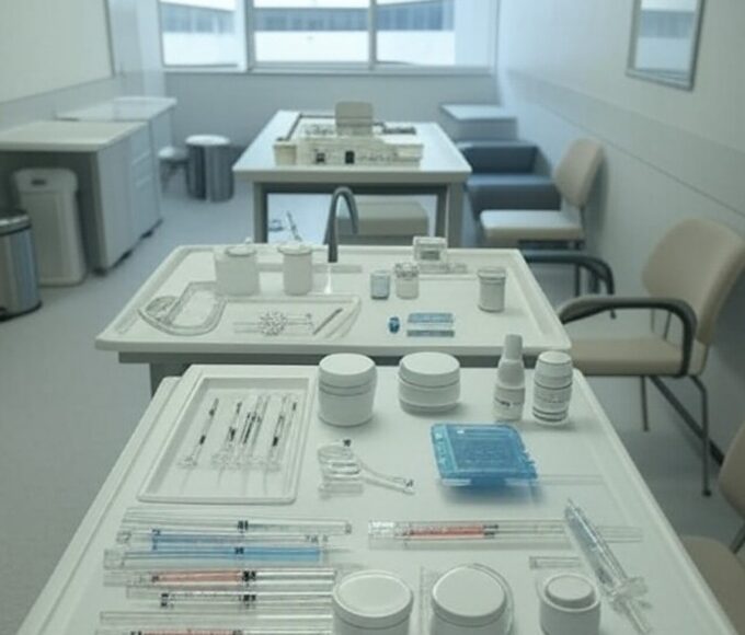 Sala de clínica de estética em Brasília com equipamentos para procedimentos, destacando riscos na enfermagem estética no DF.