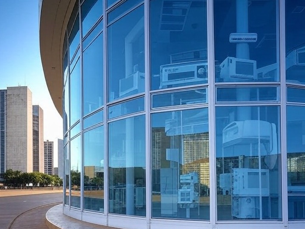 Sala de exame oftalmológico em hospital brasileiro com equipamentos para cirurgia de catarata.