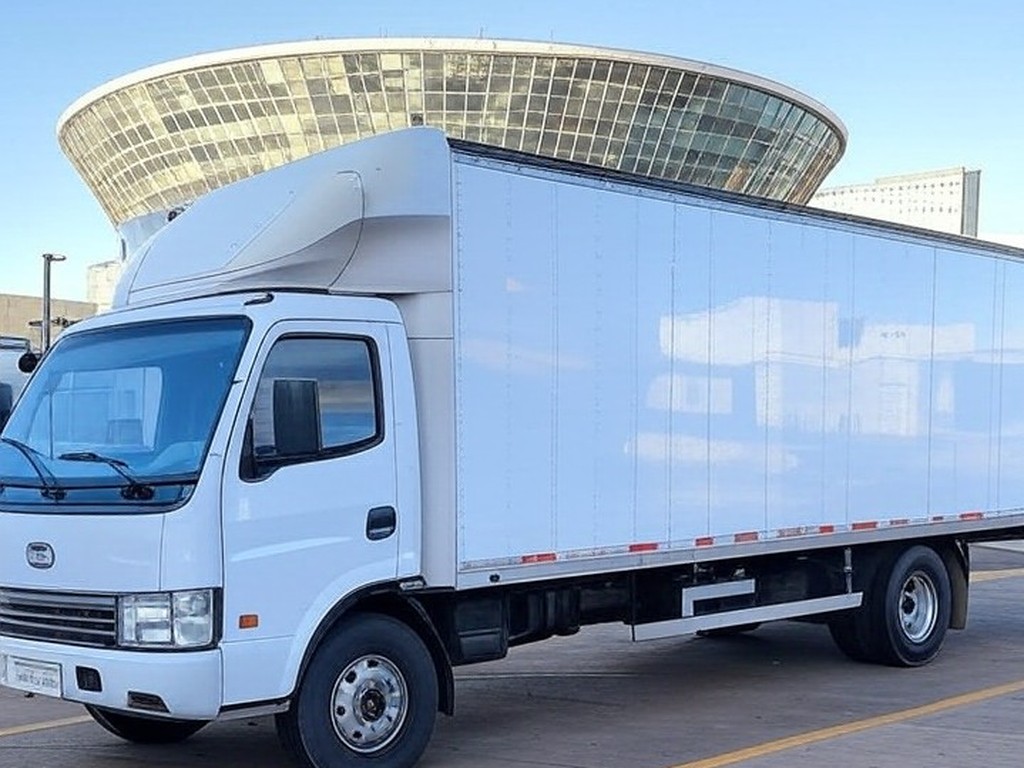 Carreta com serviços gratuitos de emprego na Rodoviária de Brasília, ambientada na capital federal.