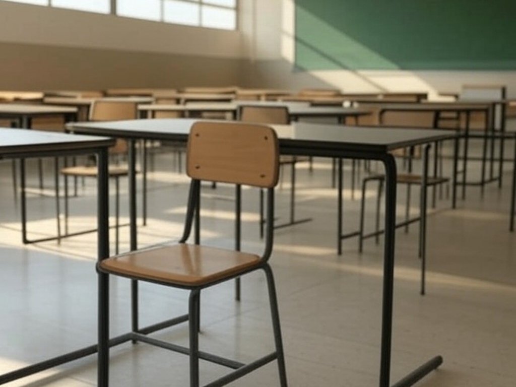 Pilha de livros escolares desorganizados em frente à Câmara Legislativa do DF, representando ameaça à estabilidade na educação.