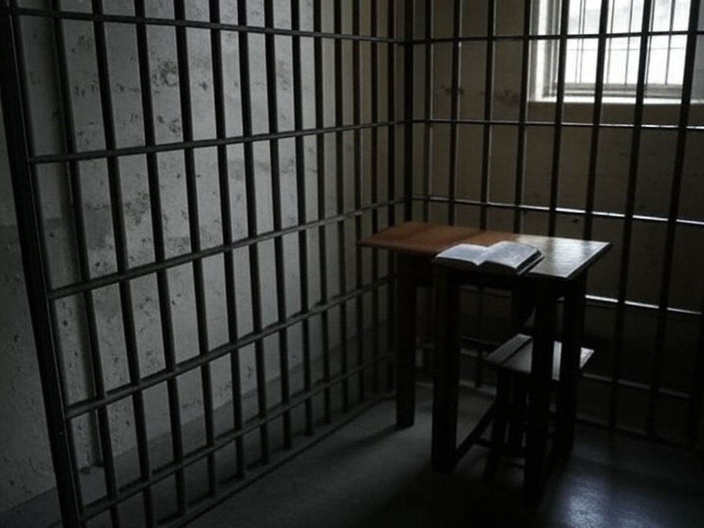 Cela de prisão brasileira com Bíblia e cruz, simbolizando assistência religiosa.