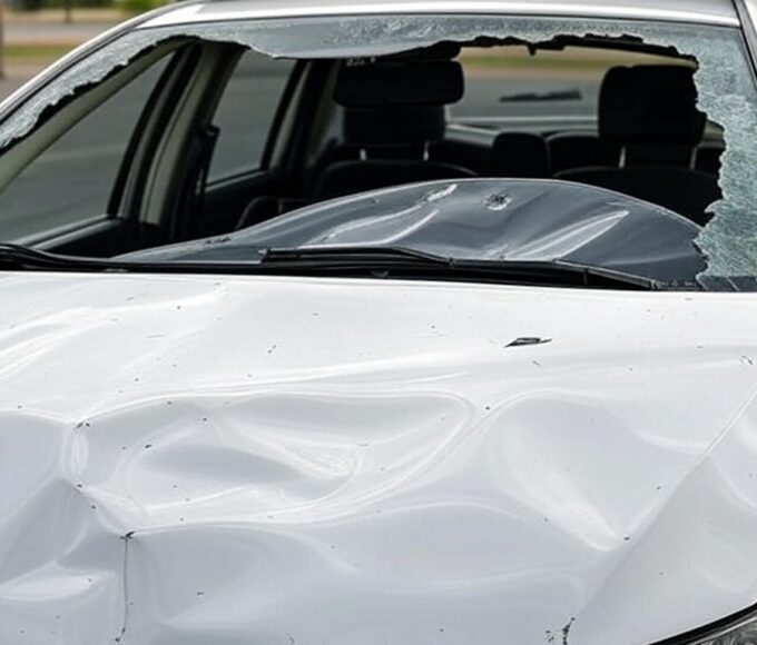 Viatura oficial danificada em acidente, representando ônus aos cofres públicos no Brasil.