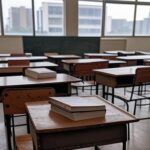 Sala de aula vazia em escola de Brasília simbolizando falhas na lei contra abuso infantil e treinamento de professores.