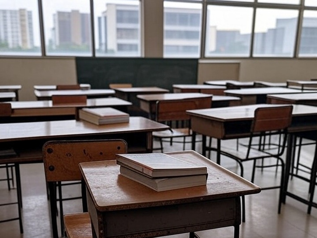 Sala de aula vazia em escola de Brasília simbolizando falhas na lei contra abuso infantil e treinamento de professores.