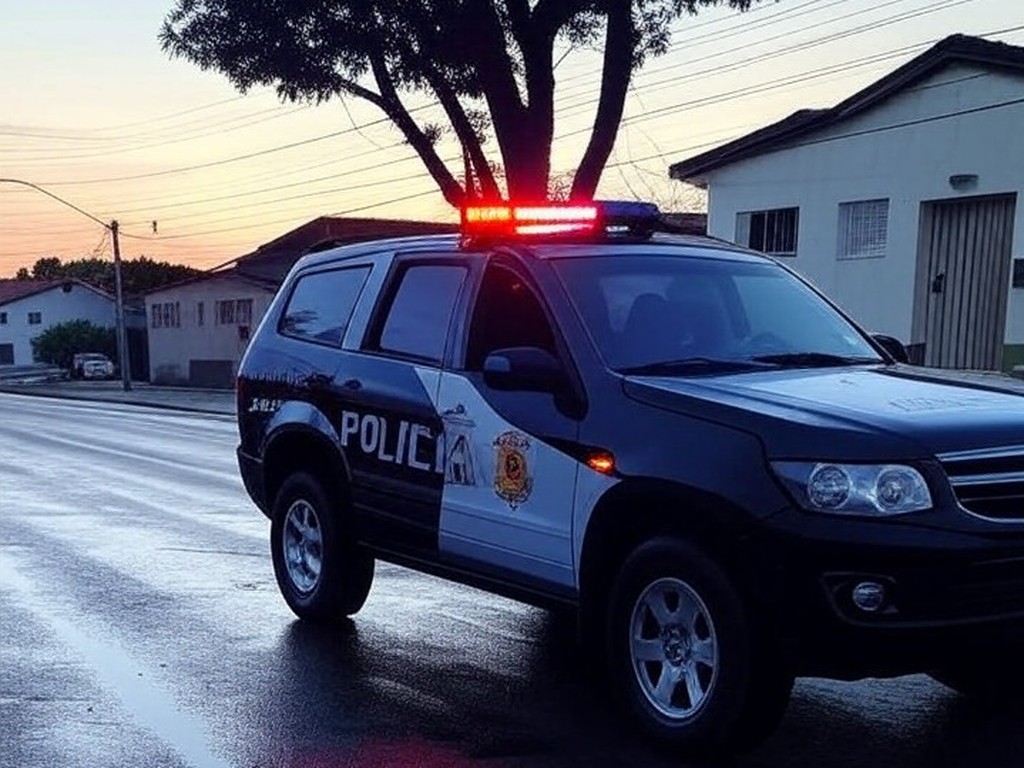 Viatura da Polícia Civil do DF em rua de Sobradinho II, simbolizando prisão por homicídio em briga filmada.
