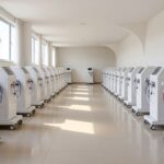 Sala de nefrologia no Hospital de Taguatinga com 29 novas máquinas de diálise, em ambiente hospitalar moderno no Brasil.