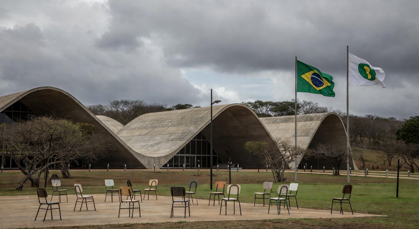 Fachada da CLDF em Brasília durante homenagem controversa ao CRO-DF, ignorando prioridades sociais no DF.