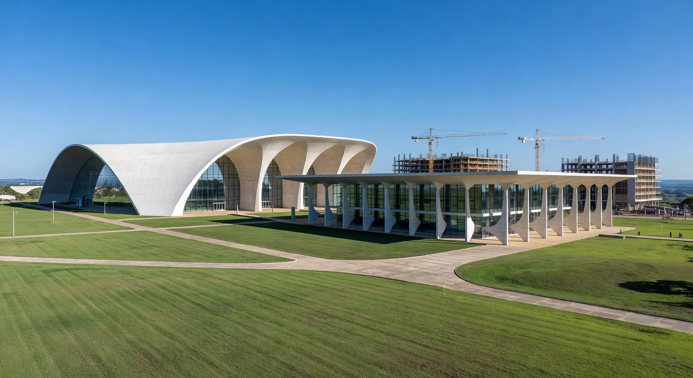 Campus universitário em expansão em Brasília, representando crescimento de matrículas no ensino superior público do DF.