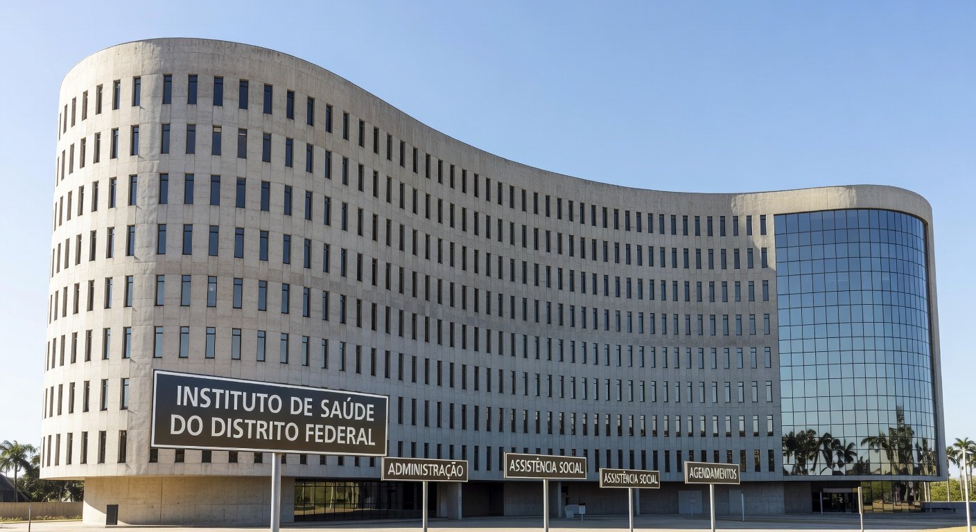 Prédio administrativo em Brasília representando instituição de saúde com denúncias de cobranças abusivas e falhas no atendimento.
