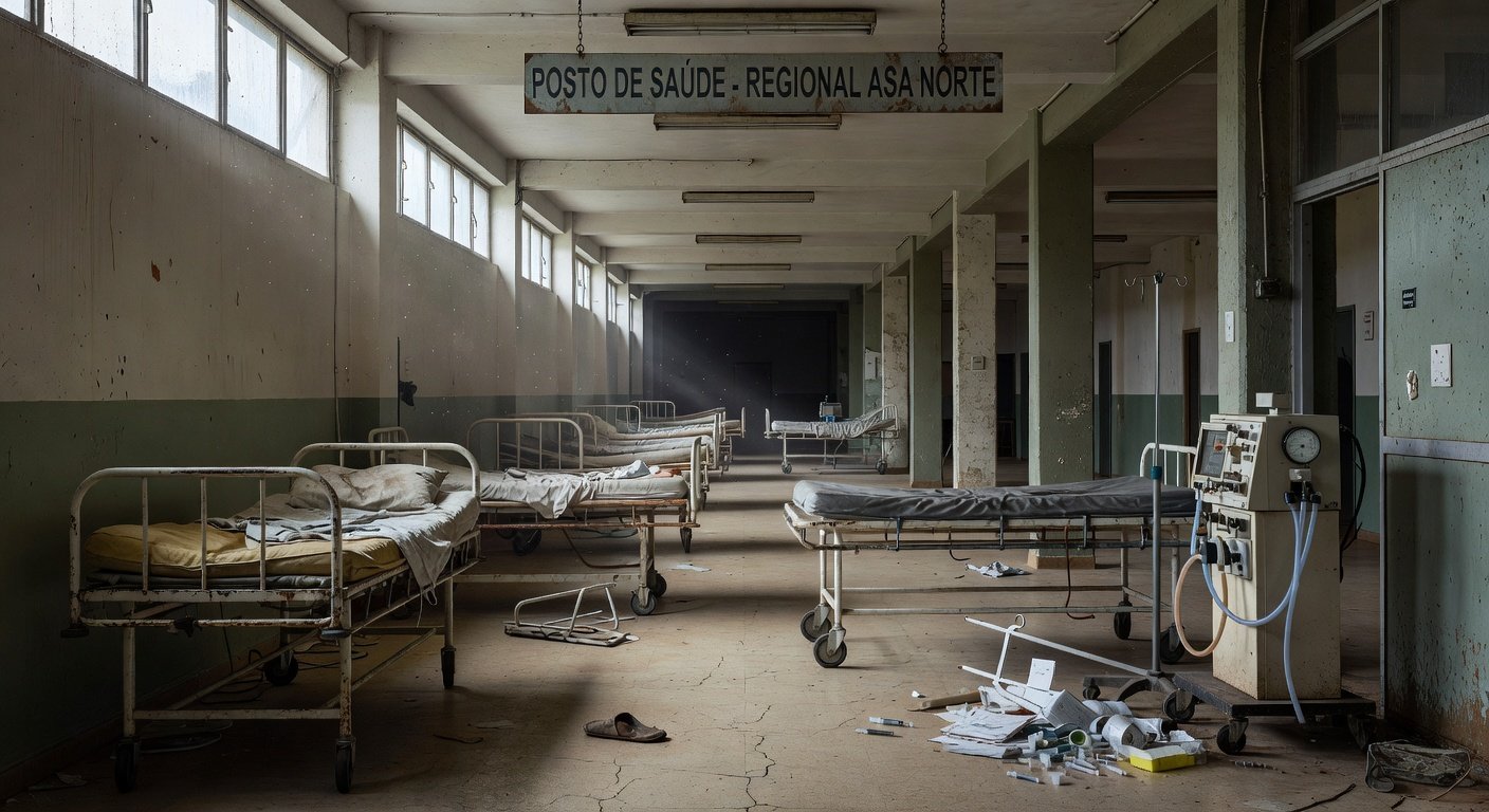 Fachada da Câmara Legislativa do DF com faixas de conscientização sobre doenças raras, destacando negligência no sistema de saúde.