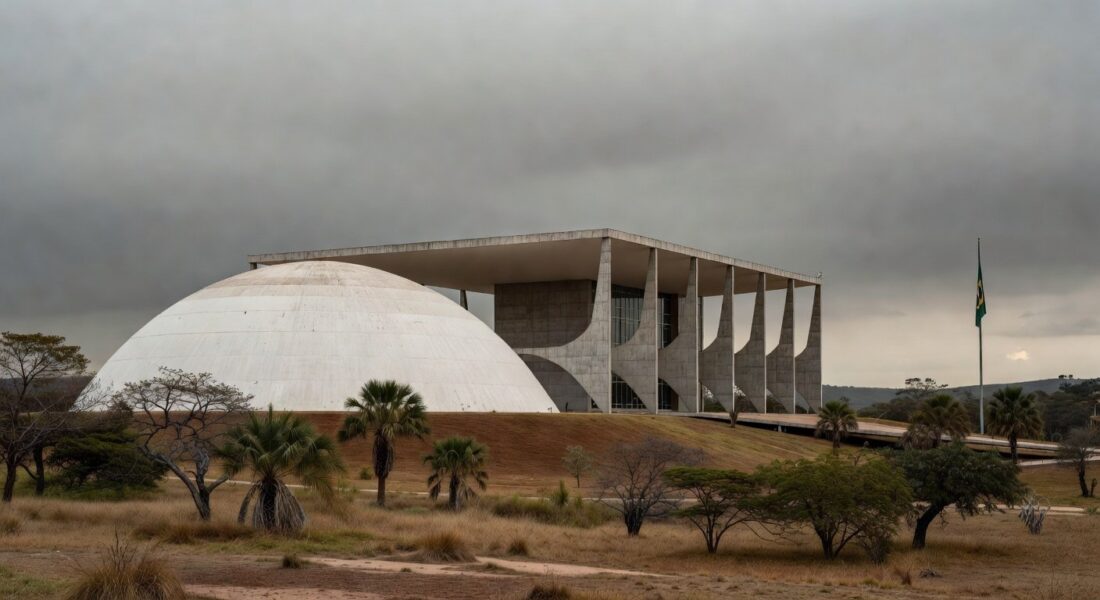 Edifício da CLDF em Brasília sob céu nublado, representando falhas na proteção a idosos e mulheres no DF.