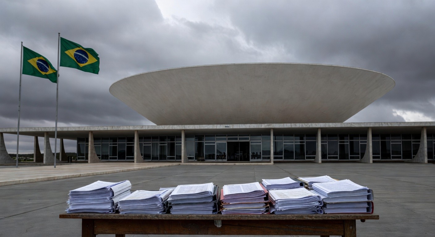 Edifício da CLDF em Brasília com documentos financeiros, representando aprovação de reestruturação de carreira e críticas por gastos excessivos no DF.