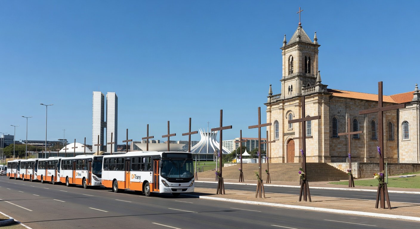 Ônibus gratuitos em Brasília para Via Sacra e eventos da Semana Santa.