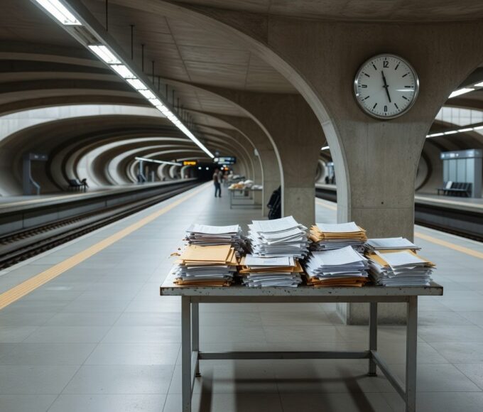 Estação de metrô em Brasília com sinais de deterioração, representando falhas na gestão de aquisições da Metrô-DF.