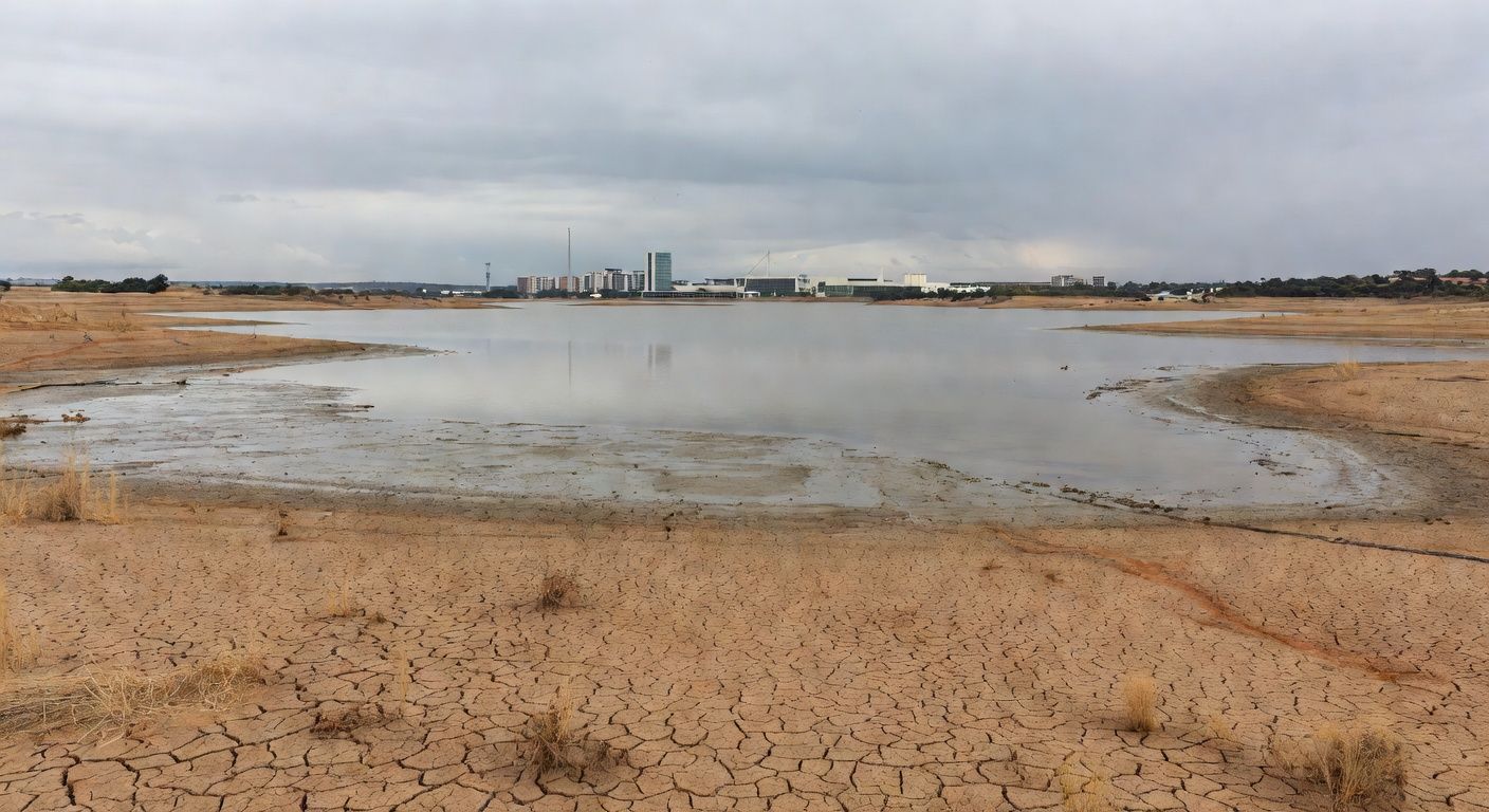 Infraestrutura de saneamento com vazamentos e falhas no abastecimento em rua de Brasília.
