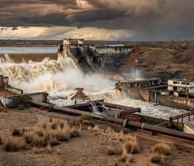 Barragem de Santa Maria transbordando após quatro anos, destacando vulnerabilidades no abastecimento do DF.