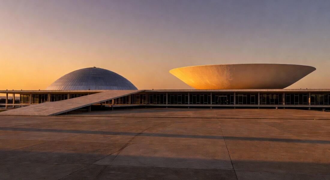 Congresso Nacional em Brasília representando reação política sobre sucessão no MDB