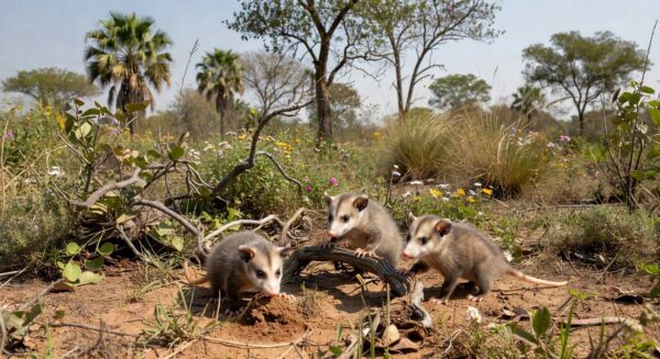 Filhotes de saruê resgatados no cerrado de Brasília