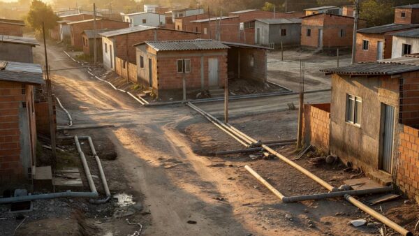 Bairro de Ceilândia com casas modestas em área de vulnerabilidade social
