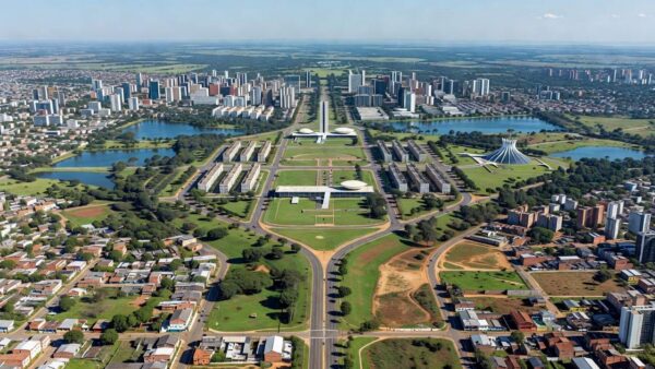 Vista aérea de regiões do DF mostrando contrastes urbanos e desigualdades no bem-estar