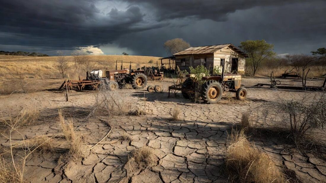 Paisagem rural no Distrito Federal com lavouras representando apoio ao campo