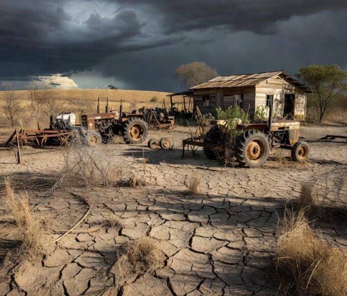 Paisagem rural no Distrito Federal com lavouras representando apoio ao campo