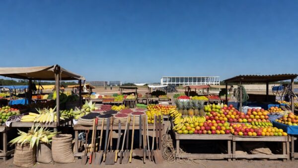 Feira do Trabalho e do Campo no Plano Piloto em Brasília com produtos agrícolas