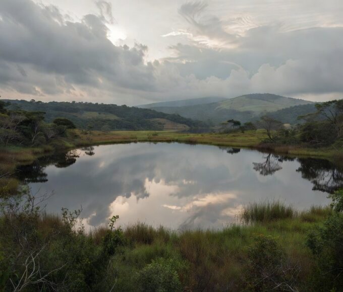Lago Corumbá em Goiás com águas tranquilas e vegetação do cerrado