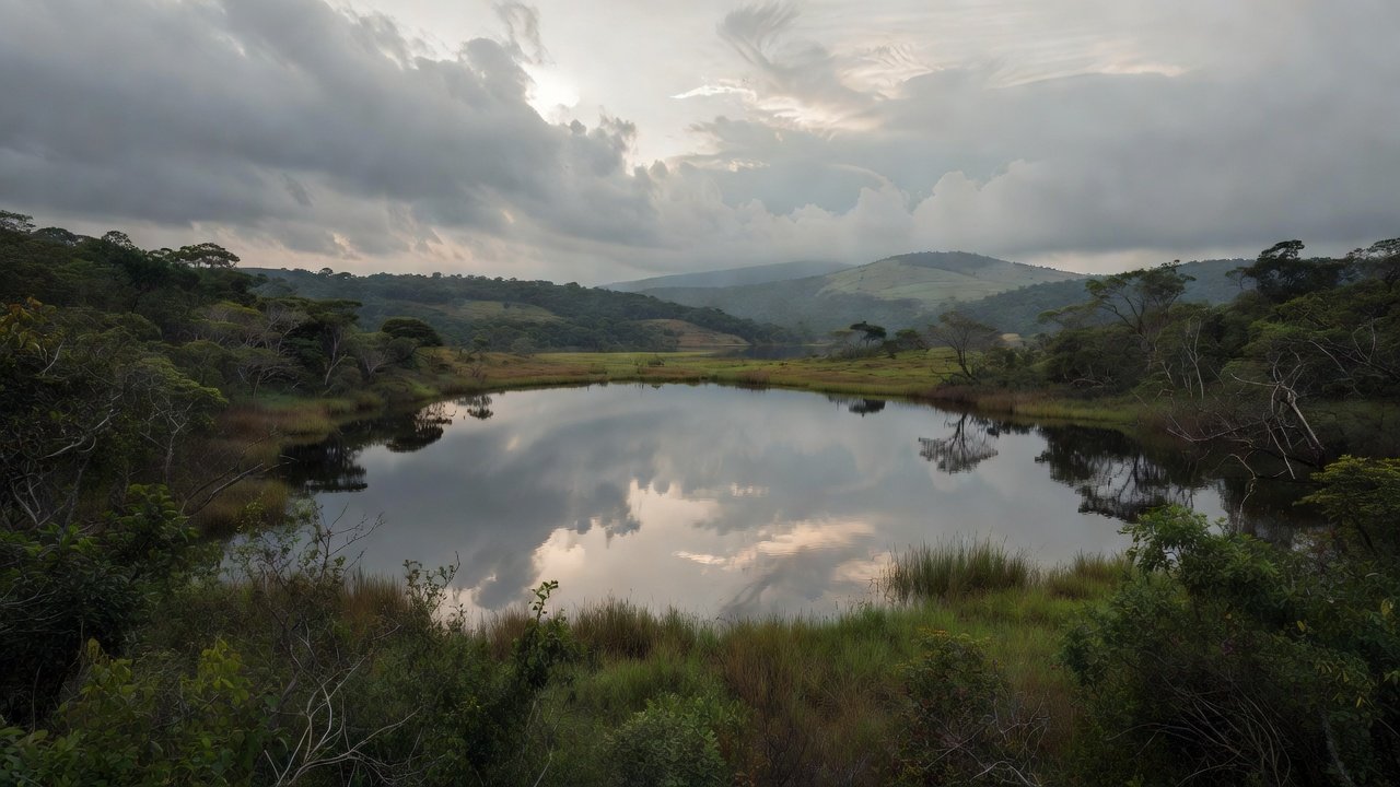 Lago Corumbá em Goiás com águas tranquilas e vegetação do cerrado