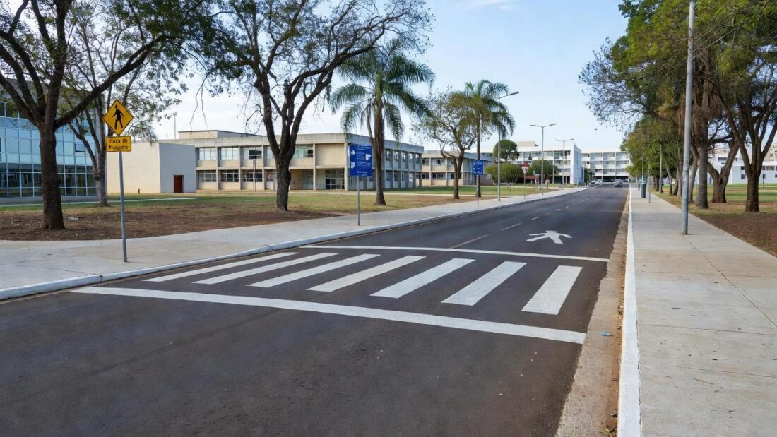 Faixas elevadas em frente a escola no DF após nova lei