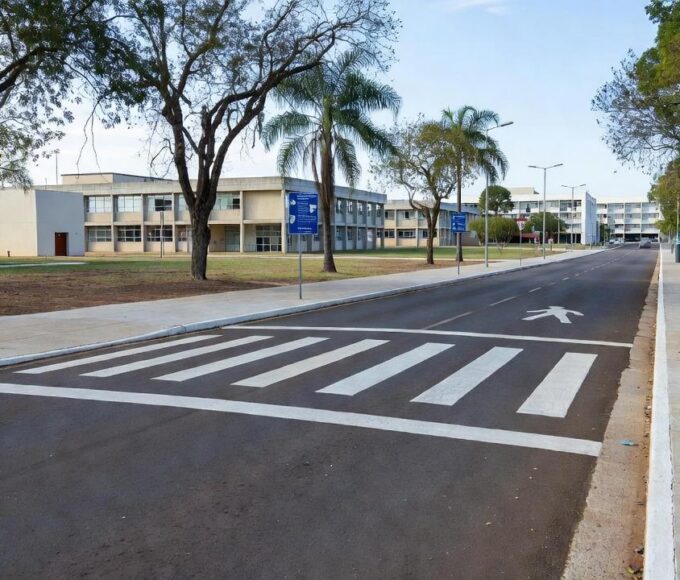 Faixas elevadas em frente a escola no DF após nova lei