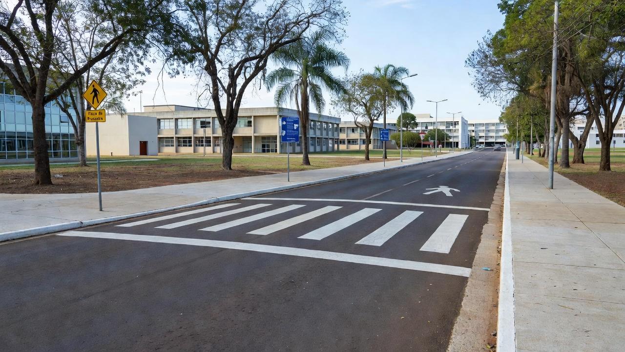Faixas elevadas em frente a escola no DF após nova lei