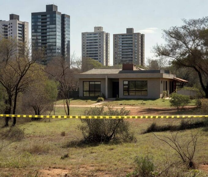 Condomínio no Distrito Federal isolado por fita policial após tiroteio