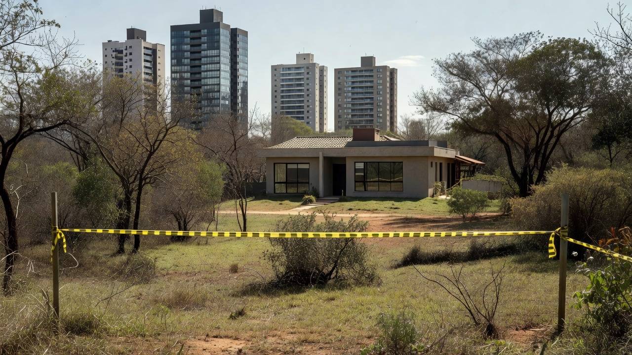 Condomínio no Distrito Federal isolado por fita policial após tiroteio