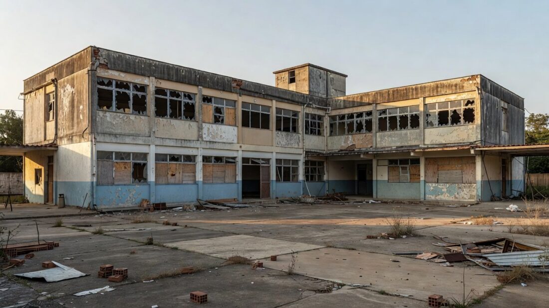 Escola pública precária no DF com infraestrutura deteriorada