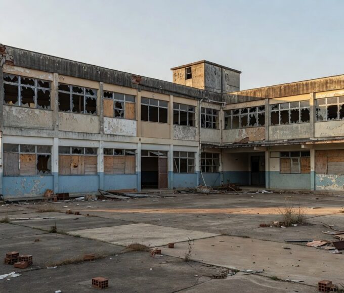 Escola pública precária no DF com infraestrutura deteriorada