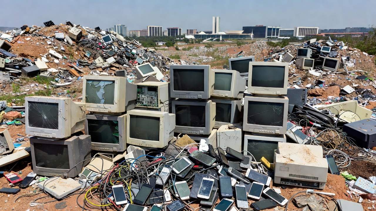 Depósito de lixo tóxico em Brasília durante crise ambiental no DF