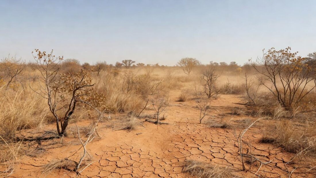 Paisagem seca do Cerrado no Distrito Federal com alerta de baixa umidade do Inmet