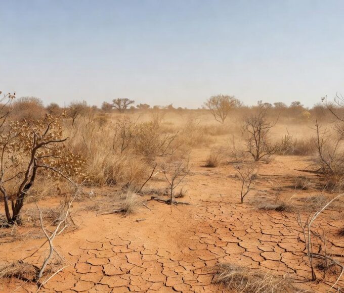 Paisagem seca do Cerrado no Distrito Federal com alerta de baixa umidade do Inmet