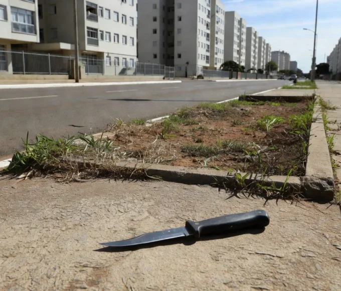 Rua na Asa Norte com faca, barra de ferro e viatura da PMDF