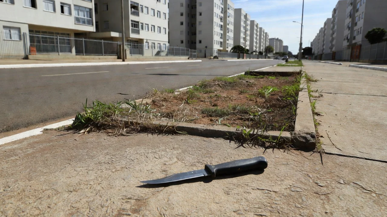 Rua na Asa Norte com faca, barra de ferro e viatura da PMDF
