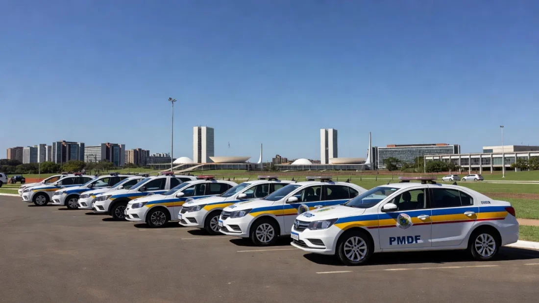 Viaturas da PMDF em operação policial em Brasília
