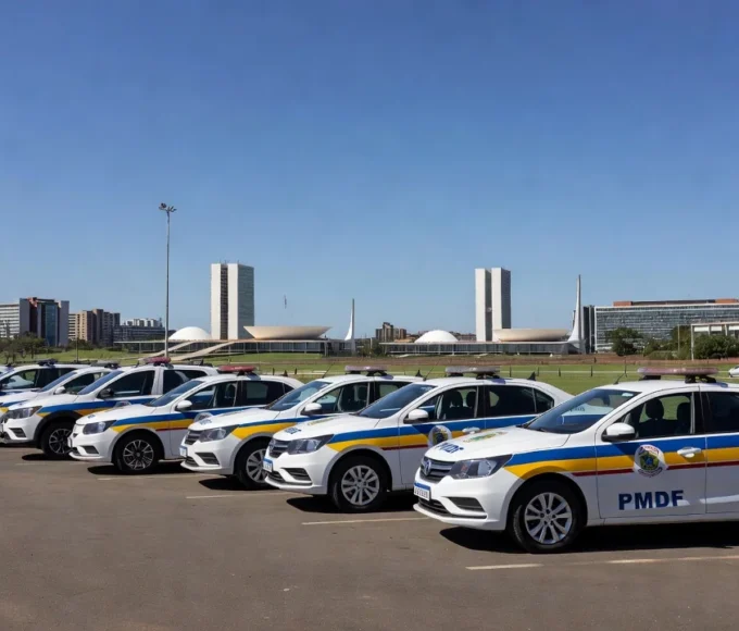 Viaturas da PMDF em operação policial em Brasília