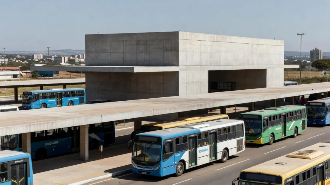 Rodoviária do Plano Piloto em Brasília com ônibus de transporte público