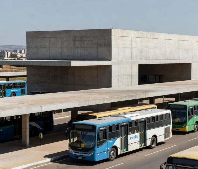 Rodoviária do Plano Piloto em Brasília com ônibus de transporte público