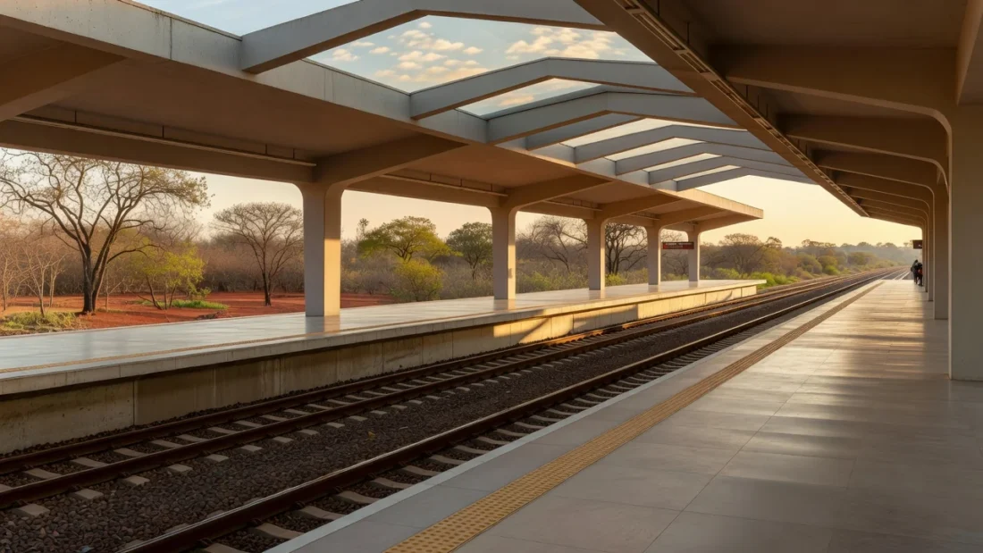 Estação do metrô de Brasília com trens em plataforma moderna