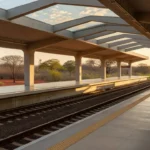 Estação do metrô de Brasília com trens em plataforma moderna