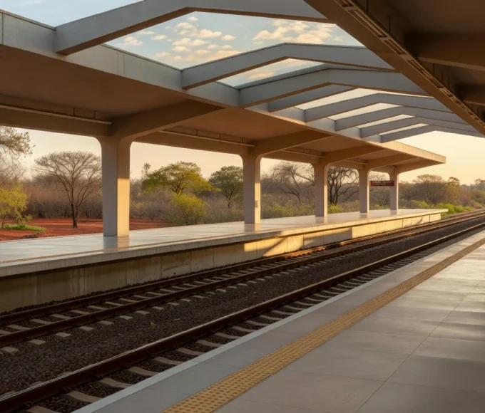 Estação do metrô de Brasília com trens em plataforma moderna