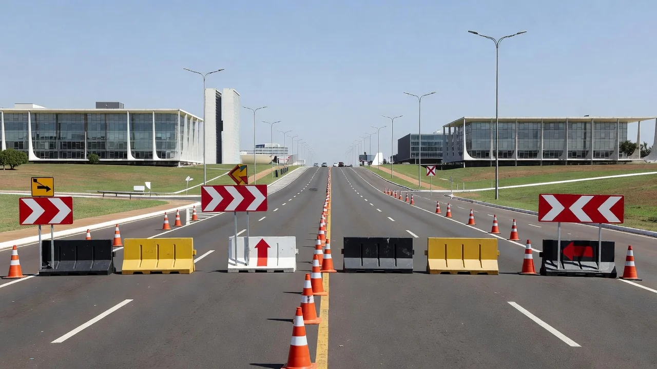 Vias do Plano Piloto em Brasília com alterações de trânsito por eventos